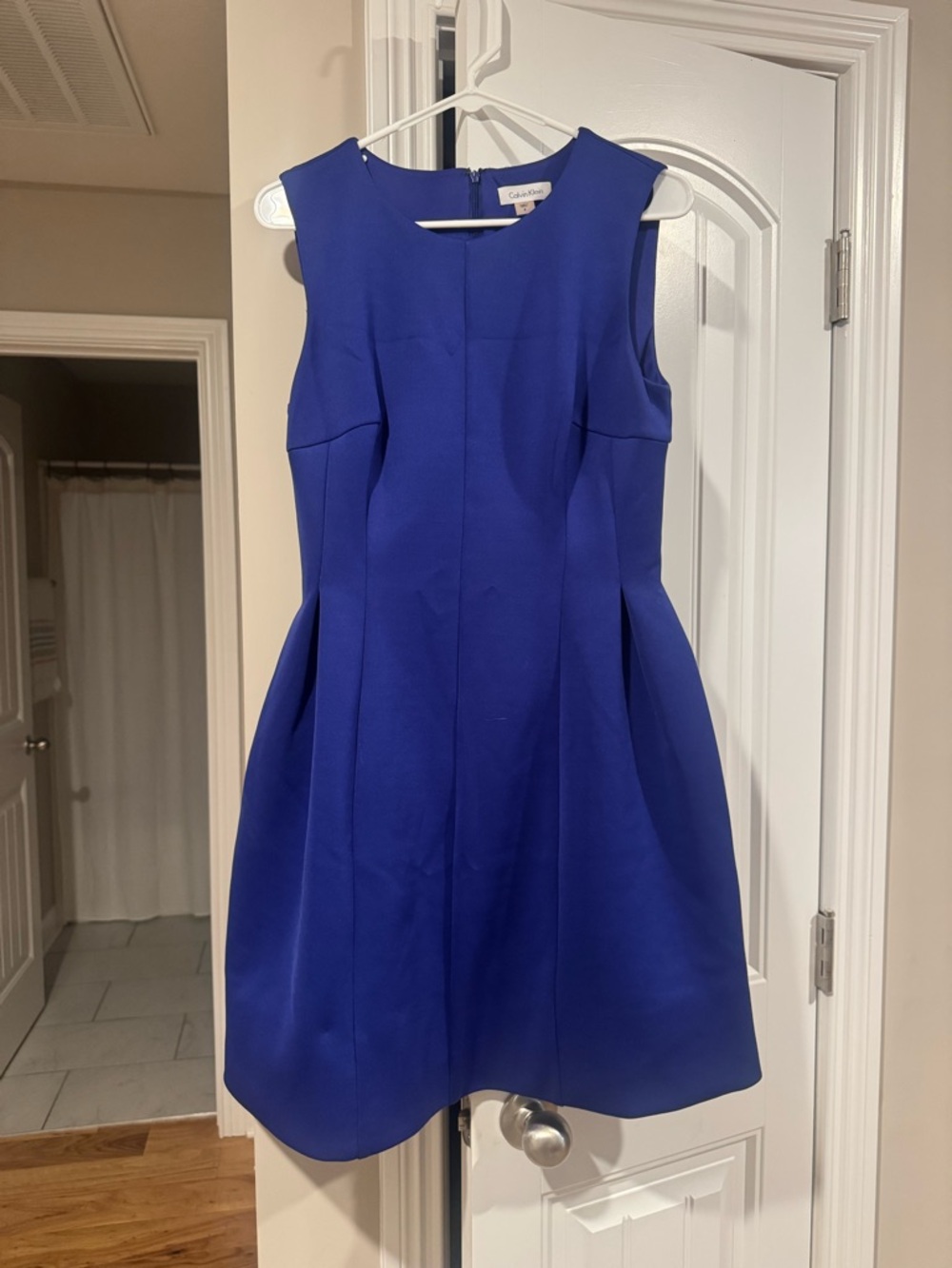 Calvin Klein Sleeveless Cobalt Blue Fit & Flare Dress